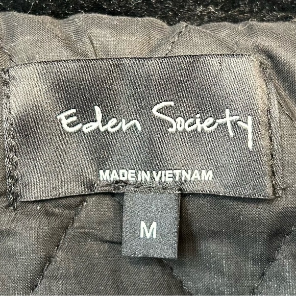 NEW Eden Society Sherpa Black Coat, Faux Fur Sleeves & Hood, Zipper, Pockets, M - Picture 14 of 16